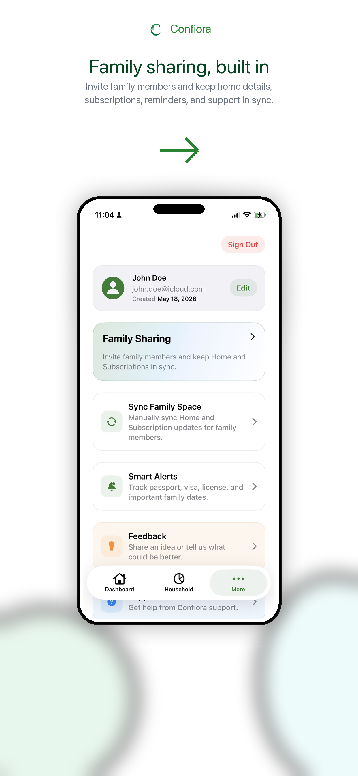 Family sharing app screenshot